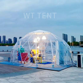 Luxury Metal Geodesic Dome Tent Warm Lights Exterior Reading Use