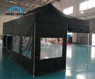 Black Folding Pop Up Canopy / Outside Foldable Shade Tent 8 - 10 People