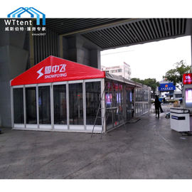 Durable Outdoor Exhibiton Marquee Party Tent With Red Roof Glass Wall Flame Retardant
